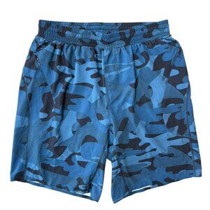 Zyia Athletic Shorts Mens Medium Active Blue Camo Lined Gym Training Stretch